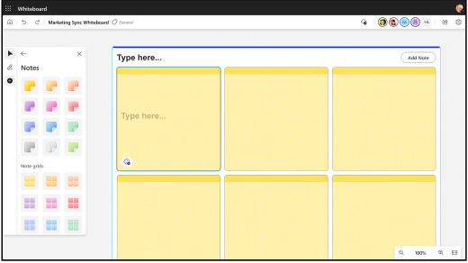Select a note grid if you want to add multiple notes at once to a whiteboard.