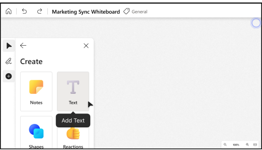 Select the Create button in the toolbar, then select Add text.