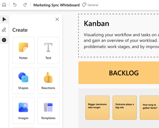Select Templates in the Whiteboard Create panel.