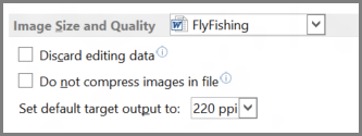 Word 2013 image size and quality options