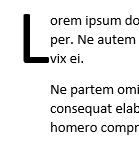 Example of a drop cap within the margin.