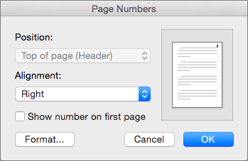 In Page Numbers, set the position and alignment of page numbers.