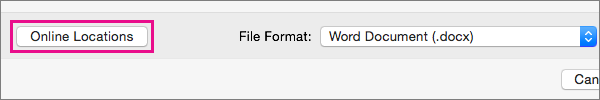 Click Online Locations to display folders on online services that you have signed into.